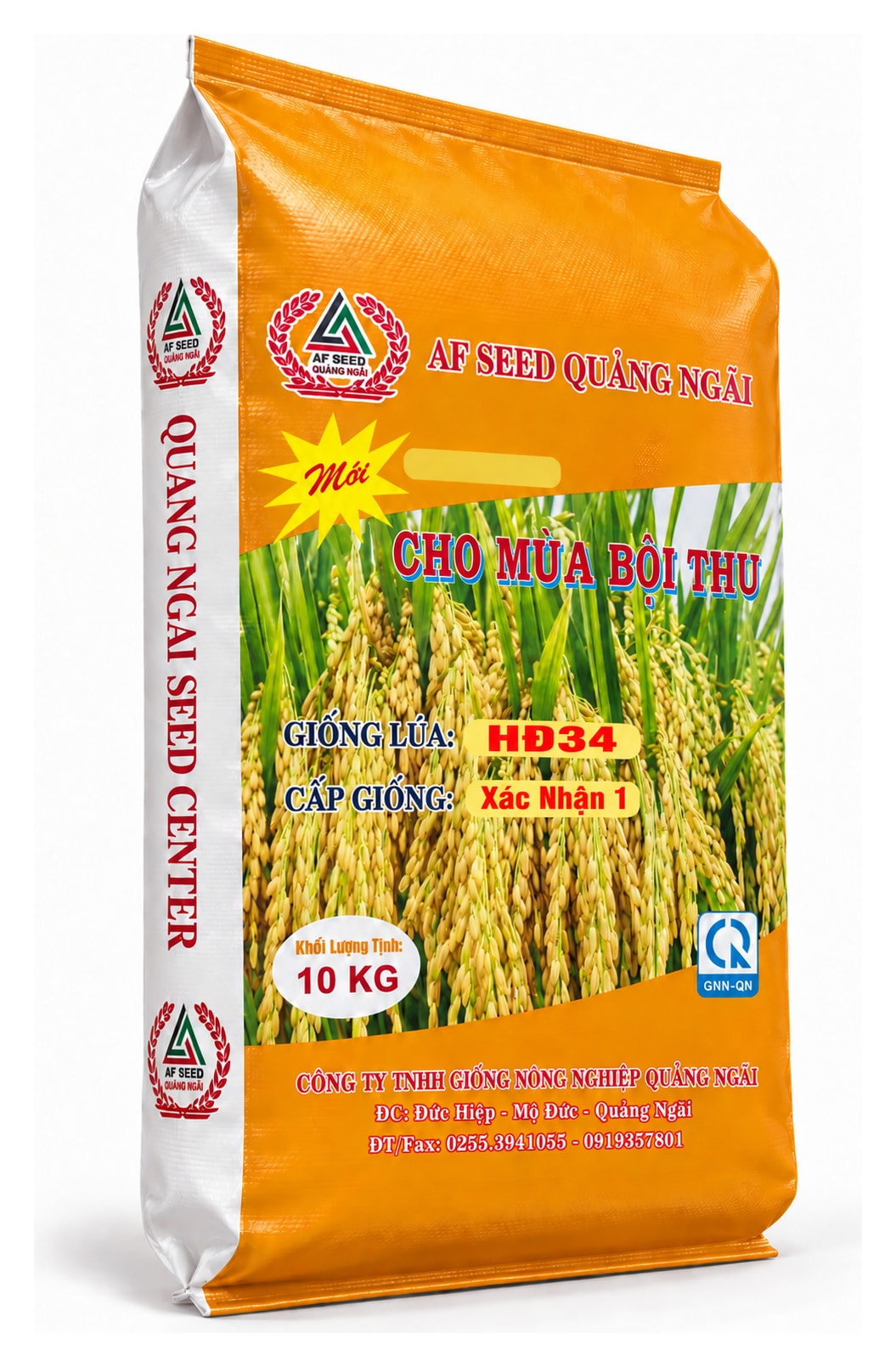 Bao giống lúa HĐ34 loại 10 kg, cấp giống Xác Nhận 1